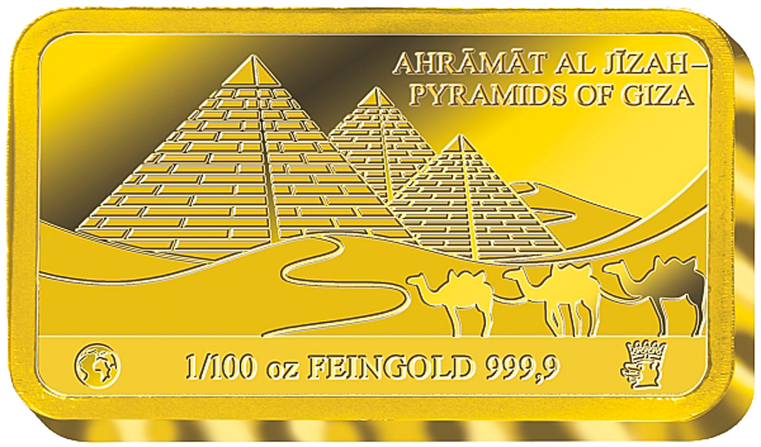 Mysterien der Weltgeschichte – Gold-Gedenkbarren "Pyramiden von Gizeh"