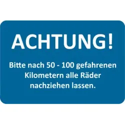 Eichner Kundendienstaufkleber, Text: Räder nachziehen