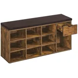 VASAGLE Schuhbank 30 cm x 104 cm x 48 cm Vintagebraun