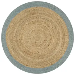 vidaXL Teppich Handgefertigt Jute mit Olivgrünem Rand 150 cm