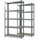 Karat Schwerlastregal Holz/Stahl 200 x 100 x 50 cm grau 2er Set