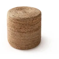 Benuta pure Jute-Pouf, Hellbraun, 40x40x40 cm