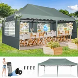 COBIZI Pavillon 3x6 Faltpavillon 3x6 Wasserdicht Stabil Winterfest mit 420D Oxford, Partyzelt 3x6 mit 6 Seitenteilen, Gartenpavillon UV-Schutz 50+, 3 Höhenverstellbar für Hochzeit&Camping,Grau