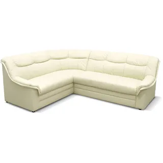 DOMO. collection Ecksofa Berlin, zeitlose Leder-Eckcouch mit Schlaffunktion und Federkern-Polsterung, Sofa in L-Form aus Kunstlederm Couch 205 x 250 x 89 cm, beige (creme)