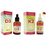 Vitamin D3 Tropfen und Vitamin K2 Tropfen 1000 I.E. • 50ml • 1750 Tropfen • pflanzlich in hochwertigem Kokos-Öl • 100% vegetarisch und besonders hohe Bioverfügbarkeit • made in Germany