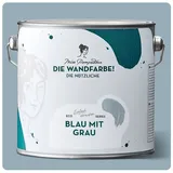 MissPompadour Wandfarbe Blau mit Grau - abwaschbare Wandfarbe mit hoher Deckkraft 2,5 L, scheuerbeständig und wasserbasiert blau|grau