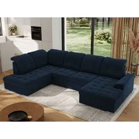 MKS MEBLE Ecksofa Wohnlandschaft U-Form, Sofa mit Schlaffunktion, Schlafsofa mit bettkasten, Couch mit Schlaffunktion - Dunkelblau Velvet - Madrito... - Dunkelblau