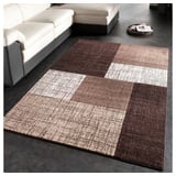 Paco Home Teppich »Mondial 105«, rechteckig, 13 mm Höhe, Kurzflor, modernes Karo Muster, ideal im Wohnzimmer & Schlafzimmer braun Creme, Grösse:140x200 cm