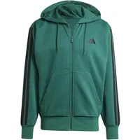 Adidas Essentials 3 Stripes Fleece Zipper Hoodie, Collegiate Green/Black, S