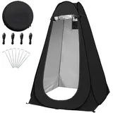 Pop-up Duschzelt, Zwei Fenster Tragbarer Umkleideraum für den Strand, UV-Duschkabinenzelte für Wandern am Strand, Picknick-Angeln im Freien, 120 x 120 x 190 cm (Schwarz)