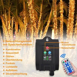 NAIZY Solar Lichterkette aussen 100m 1000LEDs Solar Weihnachtsbeleuchtung Warmweiß Lichtervorhang mit 8 Leuchtmodi Speicherfunktion & Timer & USB IP44