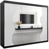 abiks möbel Schwebetürenschrank MADRYT 250 x 200 x 62 cm Schwarz/Weiß