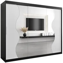 abiks möbel Schwebetürenschrank MADRYT 250 x 200 x 62 cm Schwarz/Weiß