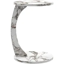 [en.casa] Beistelltisch, Holeby 56 x Ø 38 cm Marmoroptik, cremeweiß