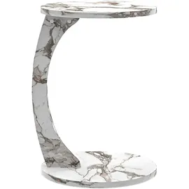 [en.casa] Beistelltisch, Holeby 56 x Ø 38 cm Marmoroptik, cremeweiß