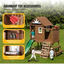 Vevor Spielhaus aus Zedernholz mit Rutsche Natur