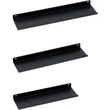 berlinlodge Wandregal 3er Set 40 x 2,5 x 10 cm Schwarz