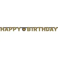 Amscan Partykette Happy Birthday Girlande 213 x 16,2 cm Gold/Schwarz
