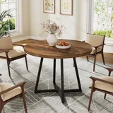 Tribesigns Runder Esstisch, 80 cm Industrie-Esstisch mit Metallfuß, Küchentisch für Esszimmer, kleine Räume, Wohnung, Rustikales Braun und Schwarz - Braun