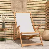 vidaXL Klappbare Strandliege Massives Teakholz Creme