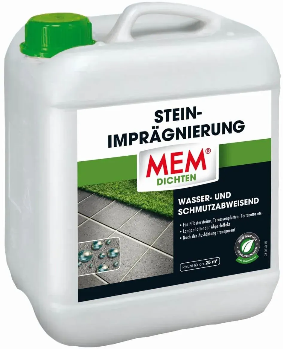 MEM Stein-Imprägnierung 5 l Abperleffekt, Stein-Versiegelung, Platten-Schutz, wasserabweisend