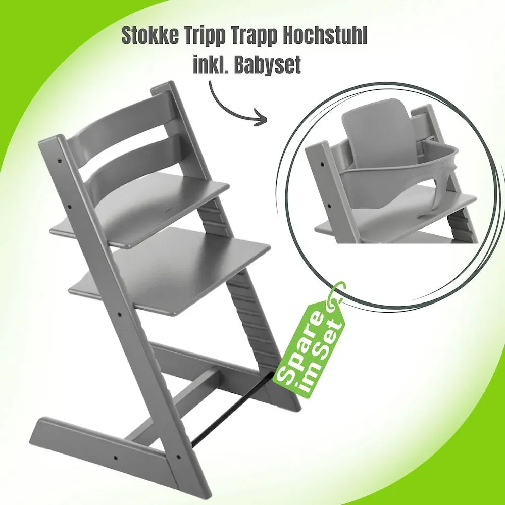 Stokke Tripp Trapp Hochstuhl mit Babyset, Farbe: Whitewash