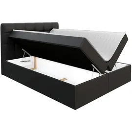 Mirjan24 Boxspringbett Nele, Ehebett mit zwei Bettkästen, Doppelbett mit Topper (Farbe: Muna 10, Größe: 160x200 cm) - Dunkelgrau