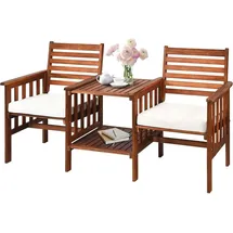 komfotteu Gartenbank 2-Sitzer mit Tisch 160 x 60 x 90 cm Braun