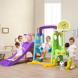 6 in 1 Kinder Spielplatz Kinder Rutsche & Schaukel & Basketballkorb