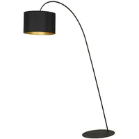 Licht-Erlebnisse Bogenleuchte ALICE Schwarz Gold Metall Stoff 1x E27