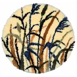 Knüpf-Formteppich "Schilfgras", Ø 67 cm