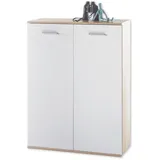 HBZ MANOLO Weiß, Eiche Sonoma Optik - Praktische Schuhkommode zur platzsparenden Aufbewahrung von Schuhen - 90 x 118 x 35 cm (B/H/T)
