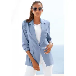 Jackenblazer LASCANA Gr. 34, blau Damen Blazer mit Tunnelzug innen zum Raffen, Damenblazer, sportlich-elegant