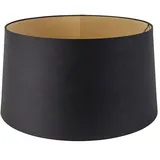 QAZQA Baumwolllampenschirm schwarz 40/45/25 mit Goldener Innenseite