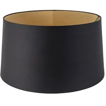 QAZQA Baumwolllampenschirm schwarz 40/45/25 mit Goldener Innenseite