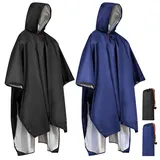 Regenponcho Damen und Herren,2 Stück Regenjacke 3 in 1,Mehrzweck Regenponcho,Regencape mit Kapuze,Regenponcho Outdoor,Regenponcho Herren Regenmantel,Wasserdichter Regenponcho für Camping Angeln - Einheitsgröße