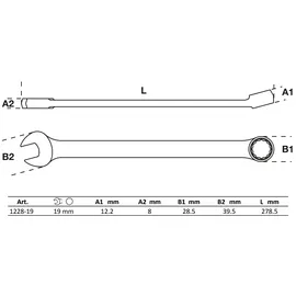BGS Maul-Ringschlüssel extra lang SW 19 mm