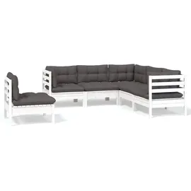 vidaXL Garten-Lounge-Set 5-tlg. weiß Kiefernholz