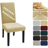 XINEAGE Stuhlhussen 4er Set, Stretch Stuhlhussen für Esszimmerstühle, Universale Stuhlhussen Waschbar Abnehmba für Hotel, Zeremonie, Bankett, Restaurant, Zuhause (Beige)