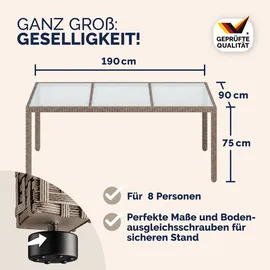 CASARIA Gartentisch 190 x 90 x 75 cm Creme/Schwarz