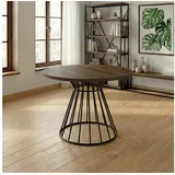Björn&Schiller Esstisch Runder Küchentisch 90 cm Durchmesser mit Metallbeinen (laminierte Tischplatte, 76 cm Höhe), Esszimmertisch für 2-4 Personen braun 90 cm x 76 cm