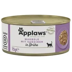 Applaws Nassfutter Katze Adult in Brühe Makrele mit Sardine 24x70 g