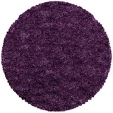 KADIMA DESIGN Teppich Hochflor Langflor Uni Kuschelig Waschbar Strapazierfähig Wohnzimmer Schlafzimmer Rund Violett 160x160 cm – SALZACH von Kadima Design