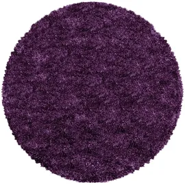 KADIMA DESIGN Teppich Hochflor Langflor Uni Kuschelig Waschbar Strapazierfähig Wohnzimmer Schlafzimmer Rund Violett 160x160 cm – SALZACH von Kadima Design