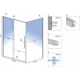 REA Solar Duschkabine rechts 80 x 195 cm REA-K9509