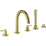 Grohe Atrio 5-Loch Wannenkombination, Ausladung 230mm, inklusive Brauseset, Hebelgriffe, 29407GN0, Farbe: cool sunrise gebürstet