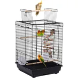 Yaheetech Vogelkäfig Transportkäfig Kanarien Großsittich mit Freisitz und Spielzeuge