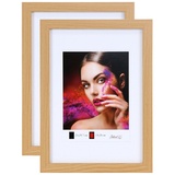 Ideal Trend 2er 3er 5er Set Holz Bilderrahmen Lifestyle Plexi Foto Rahmen Collage Wanddeko Poster HR-25: Farbe: 2er Pack Buche | Format: 21x29.7 A4