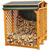 Promadino Kaminholzregal mit Wetterschutz 120 x 118 x 148 cm braun