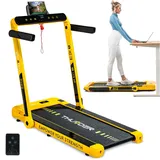 THUNDER RACE-GOLD Laufband 14 km/h klappbar Walking Pad 2 PS bis 130 kg LED Bluetooth App Heimtrainer - Gold